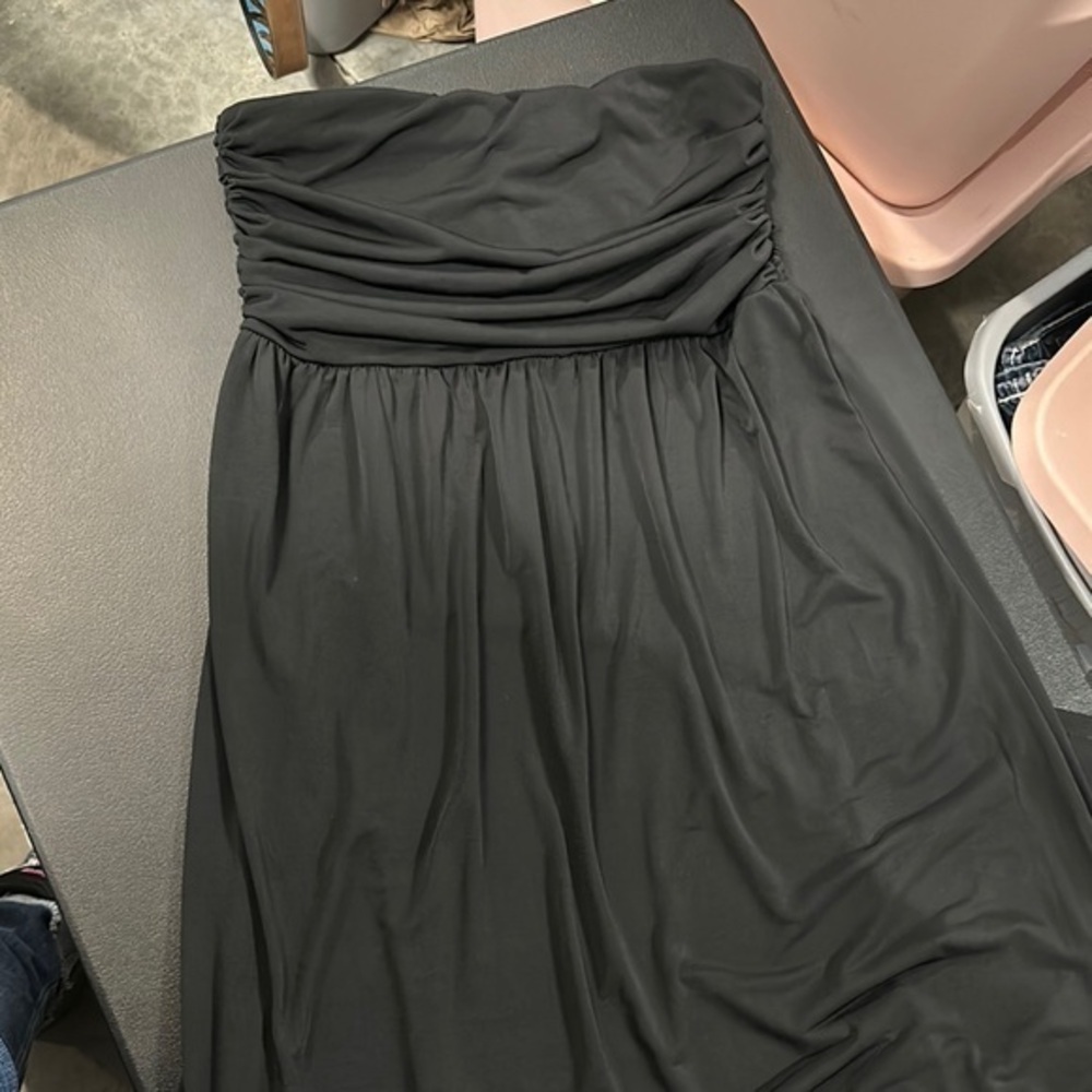 Elegant Black Strapless Dress with side split by Boston proper size small